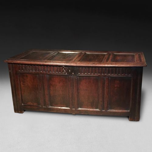 fig 1. Mid 17th century Oak four panel Coffer
