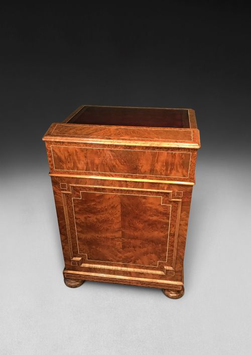 fig 2. Mid 19th. Century Inlaid Amboyna Davenport desk stamped J & T Scott, 10 George Street, Edinburgh