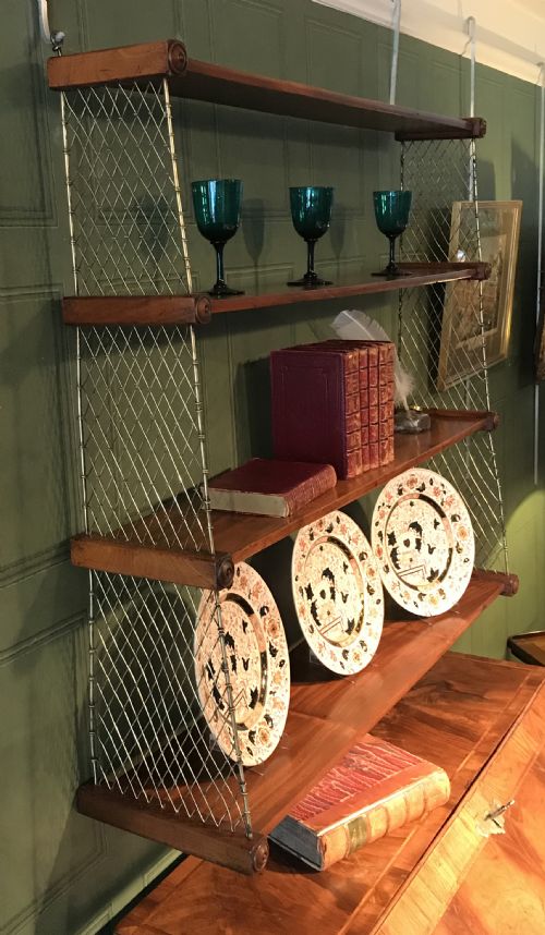 fig 1. Regency Mahogany and Brass Hanging Shelves