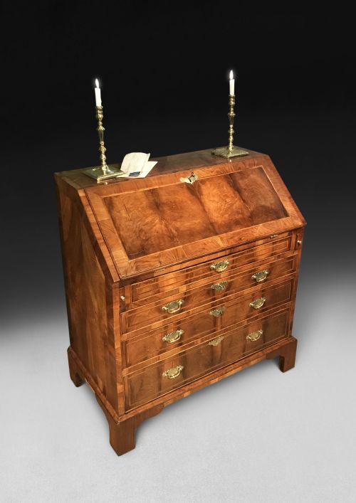 George I Figured Walnut Bureau