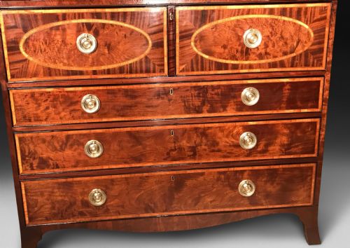 fig 1. George III Period Inlaid Mahogany Library Secretaire Bookcase