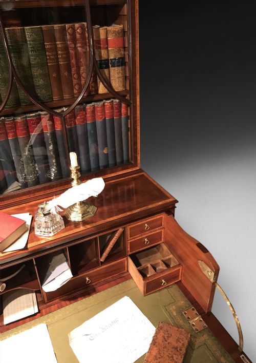 fig 3. George III Period Inlaid Mahogany Library Secretaire Bookcase