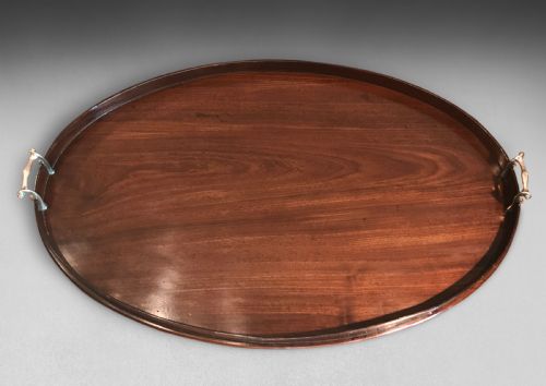George III Period Mahogany Oval Galleried Serving Tray