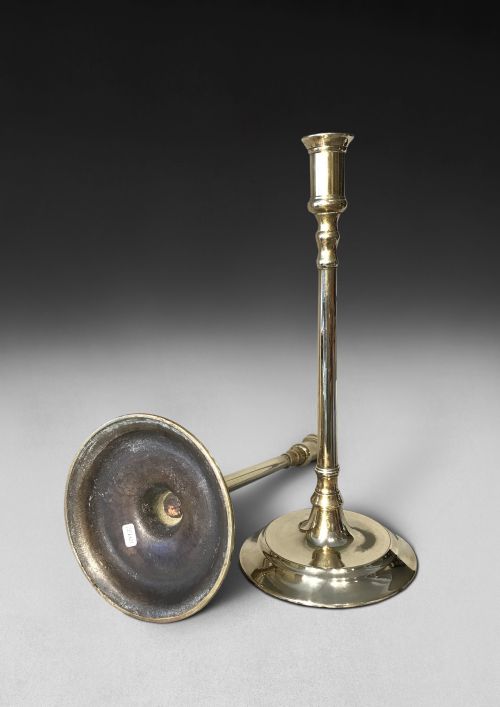 fig 1. Pair of Early 19th. Century Tall Brass Candlesticks