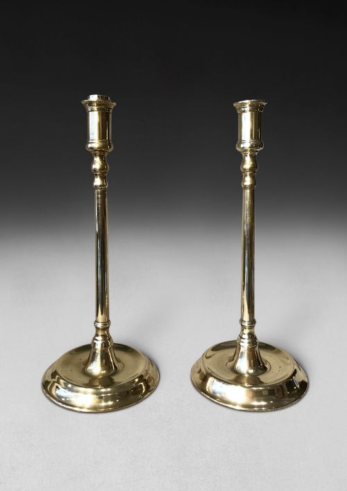Pair of Early 19th Century Tall Brass Candlesticks