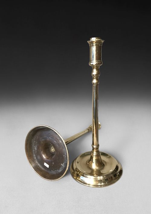 fig 1. Pair of early 19th Century Tall Brass Candlesticks