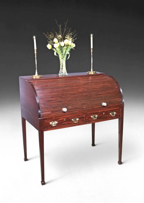 18th Century Mahogany Tambour Fronted Library Desk