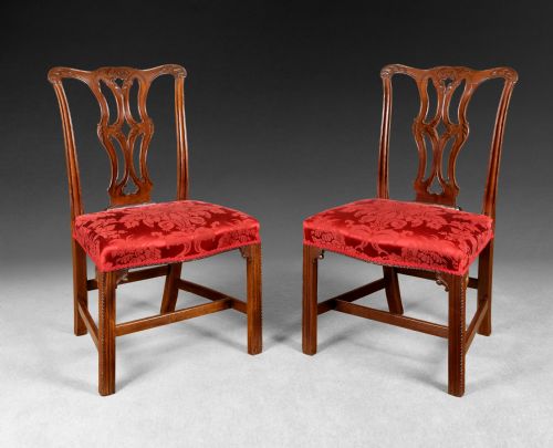 Pair of Chippendale Period Carved Mahogany Chairs
