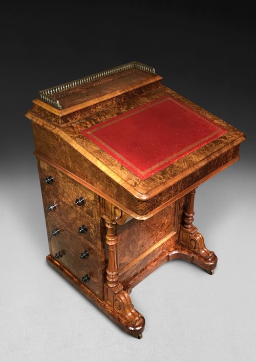 fig 1. Mid 19th. Century Burr Walnut Davenport Desk