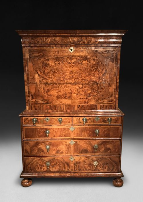 William and Mary Period Burr Walnut Escritoire