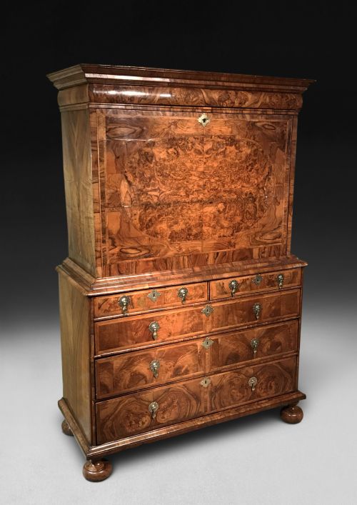 fig 1. William and Mary Period Burr Walnut Escritoire