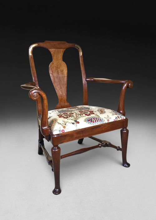 George II Walnut Open Armchair