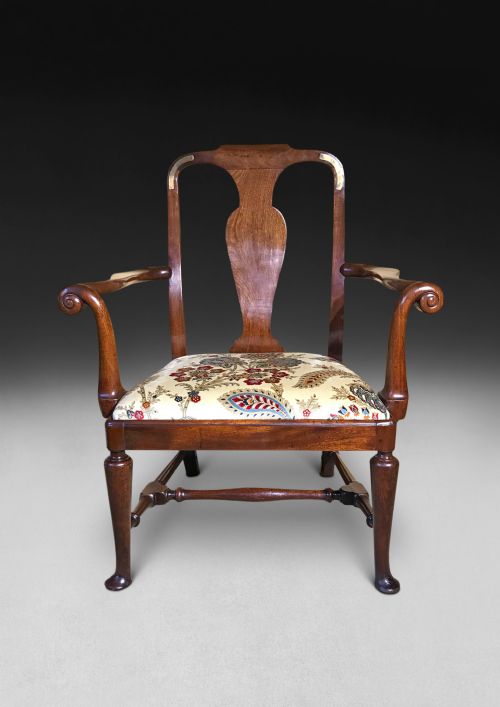 fig 1. George II Walnut Open Armchair