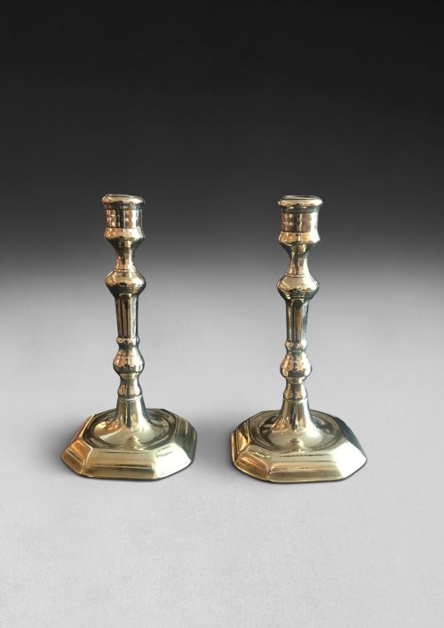 Pair of Early 18th Century Brass Candlesticks