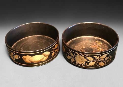 Pair of Regency Papier Mâché Wine Decanter Coasters
