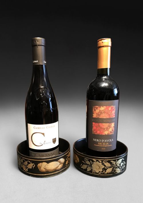 fig 1. Pair of Regency Papier Mâché Wine Decanter Coasters