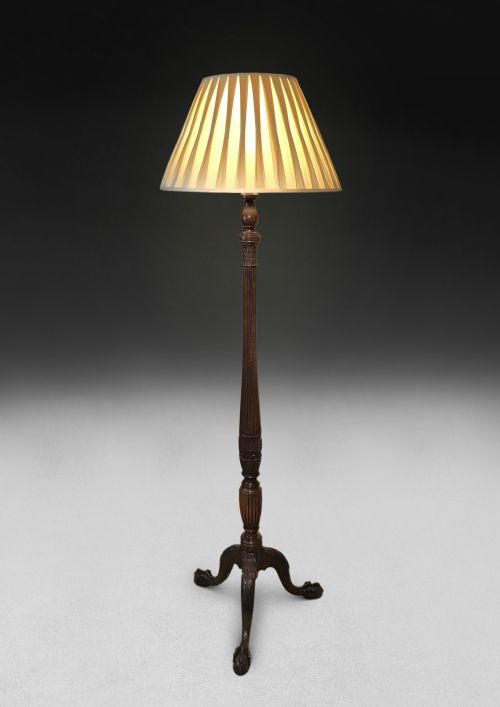 Victorian Carved Mahogany Standard Lamp