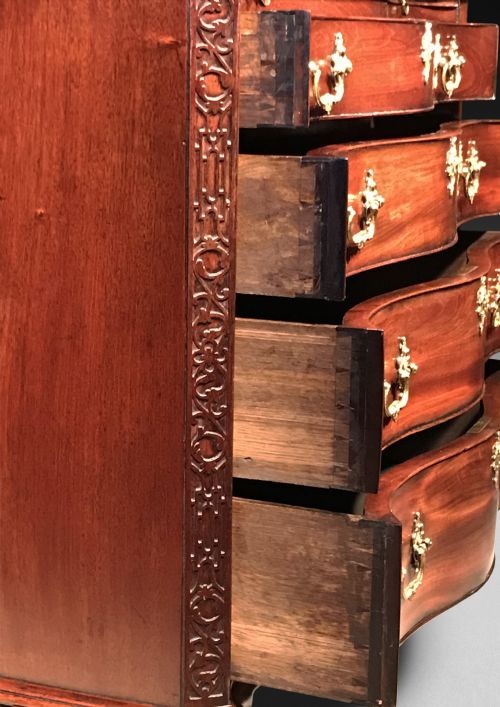 fig 2. Chippendale period Mahogany Serpentine Chest of Drawers