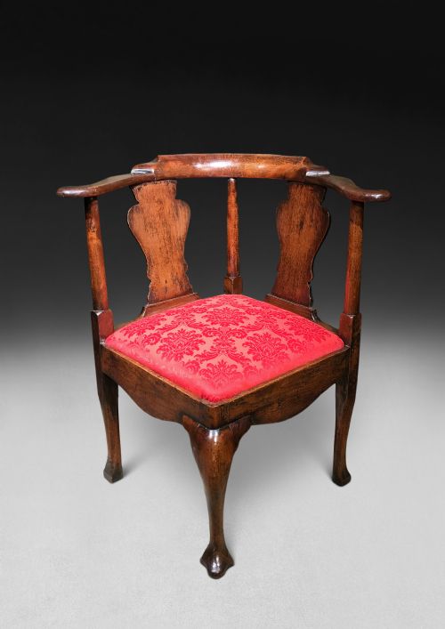 George II Walnut Corner Chair