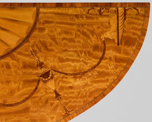 fig 2. A Pair of 19th. Century Neo-Classical Marquetry Inlaid Satinwood Demi-Lune Console Tables