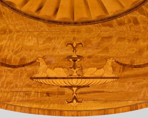 fig 3. A Pair of 19th. Century Neo-Classical Marquetry Inlaid Satinwood Demi-Lune Console Tables