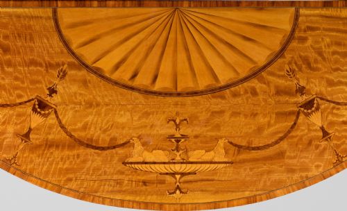 fig 5. A Pair of 19th. Century Neo-Classical Marquetry Inlaid Satinwood Demi-Lune Console Tables