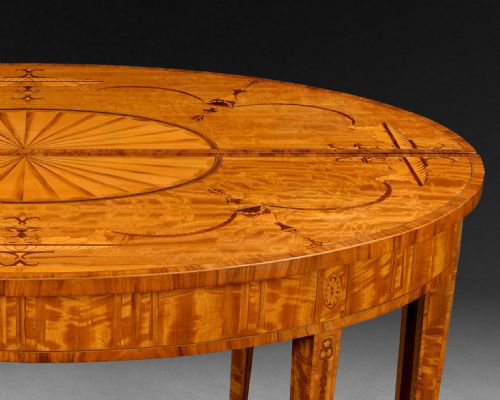 fig 6. A Pair of 19th. Century Neo-Classical Marquetry Inlaid Satinwood Demi-Lune Console Tables