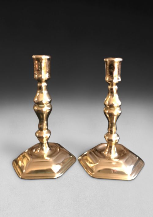 Pair of Early 18th Century Brass Candlesticks