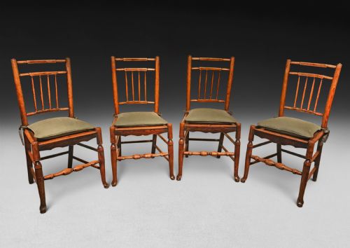 Set of Four Early 19th Century Ash Spindle Back Chairs