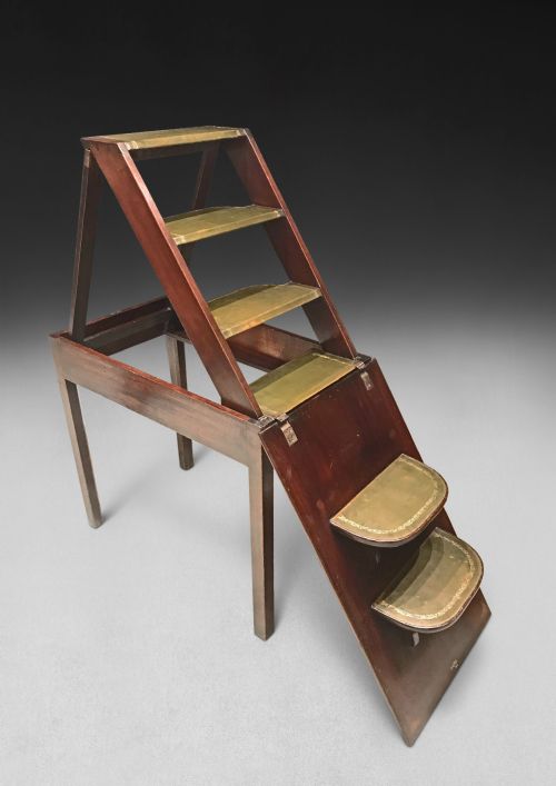 GEORGE III MAHOGANY METAMORPHIC LIBRARY STEPSTABLE