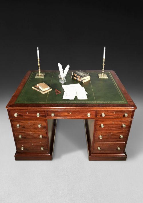 EARLY 19TH CENTURY MAHOGANY TWIN PEDESTAL PARTNERS DESK - ADDITIONAL PHOTO 5