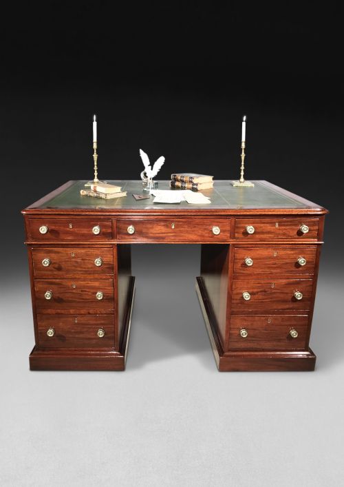 EARLY 19TH CENTURY MAHOGANY TWIN PEDESTAL PARTNERS DESK - ADDITIONAL PHOTO 7