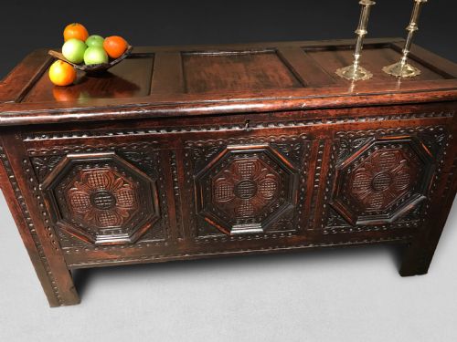 fig 1. Charles II Carved Oak Coffer