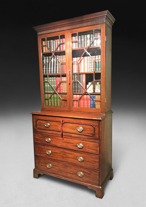 GEORGE III MAHOGANY SECRETAIRE BOOKCASE - ADDITIONAL PHOTO 7