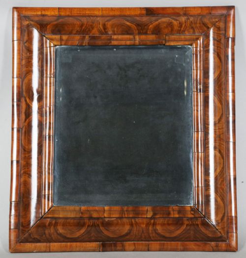 William and Mary Period Oyster Veneered Laburnum Cushion Mirror