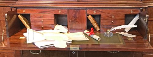 CHIPPENDALE PERIOD MAHOGANY SECRETAIRE BREAKFRONT BOOKCASE - ADDITIONAL PHOTO 6