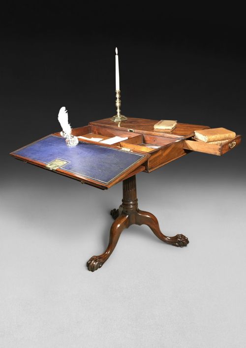 fig 2. George II Mahogany Tripod Writing Table