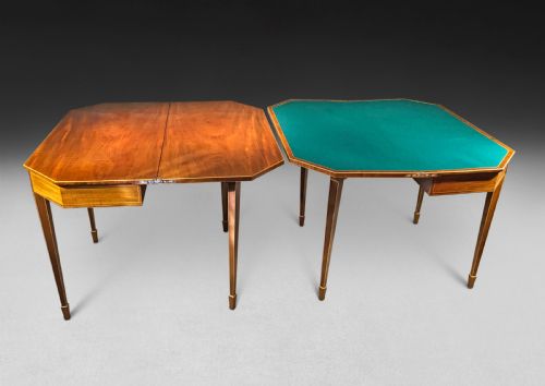 PAIR OF GEORGE III MAHOGANY CARD AND TEA TABLES - ADDITIONAL PHOTO 1