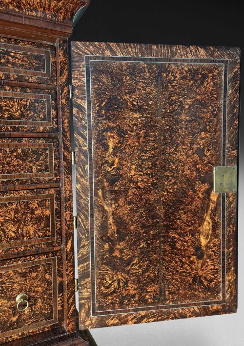 fig 2. Coxed and Woster George I Burr Maple Secretaire Chest and Cabinet
