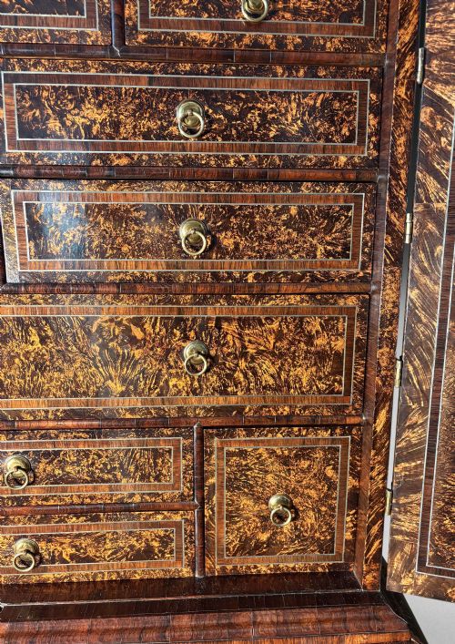 fig 4. Coxed and Woster George I Burr Maple Secretaire Chest and Cabinet