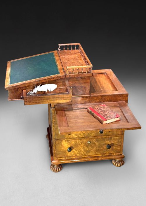 REGENCY BURR WALNUT DAVENPORT BY GILLOWS - ADDITIONAL PHOTO 3