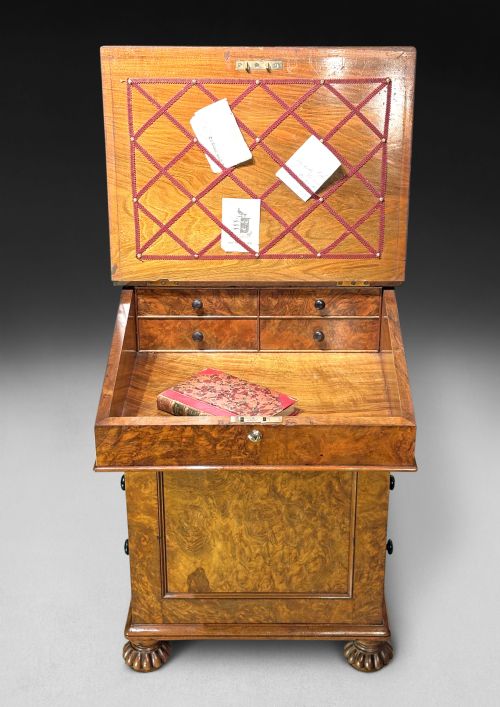 REGENCY BURR WALNUT DAVENPORT BY GILLOWS - ADDITIONAL PHOTO 5