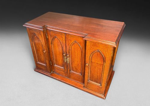 19th Century Gothic Oak Table-top Collectors Cabinet