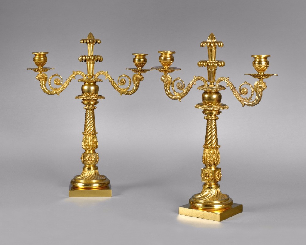 Pair of Regency Period Ormolu 2-light Candelabra