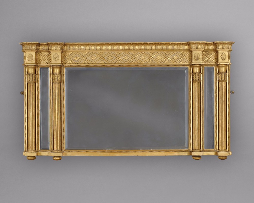 Regency Period Carved Gesso Gilt Overmantle Mirror