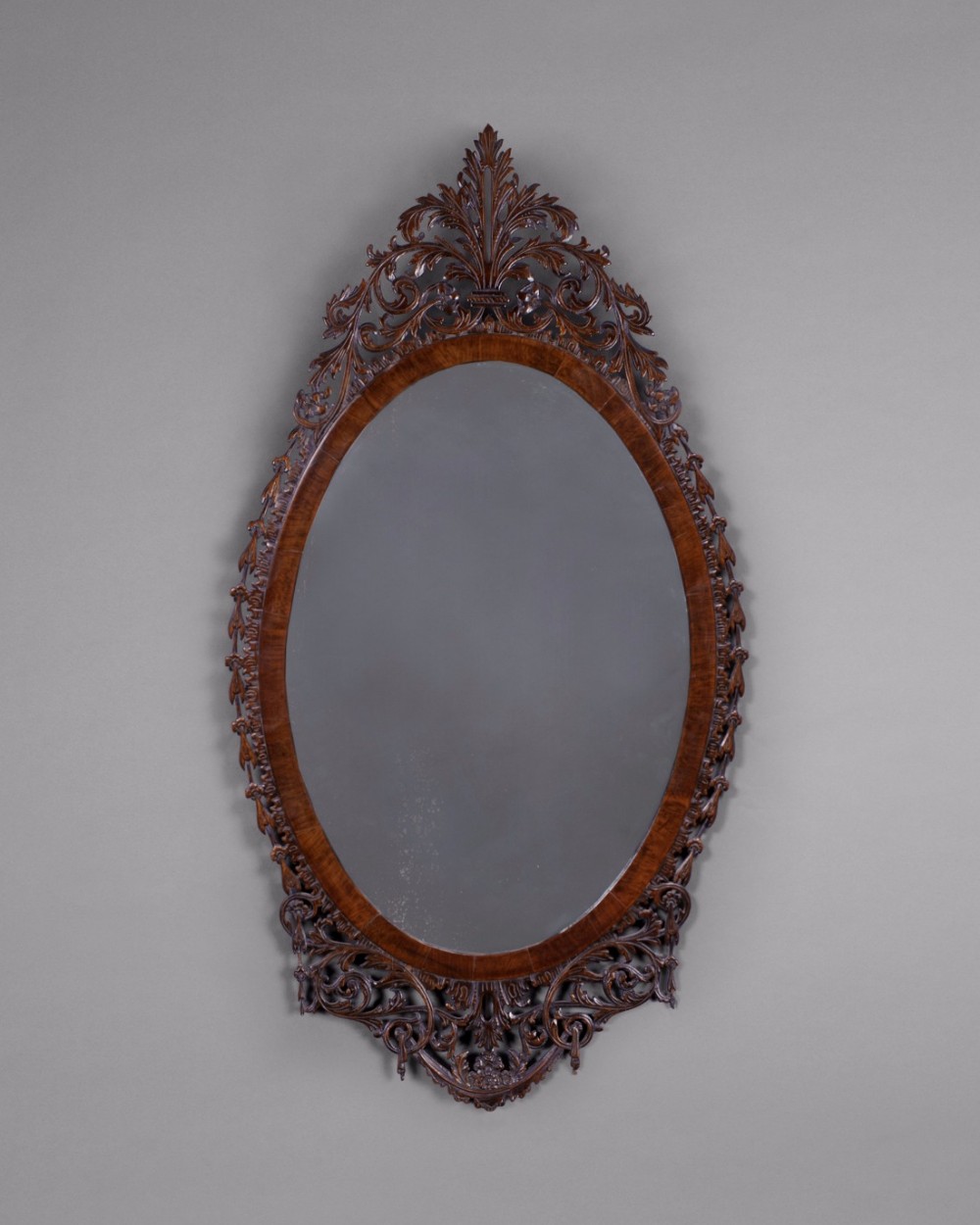 George III period Mahogany Oval Fretwork Mirror
