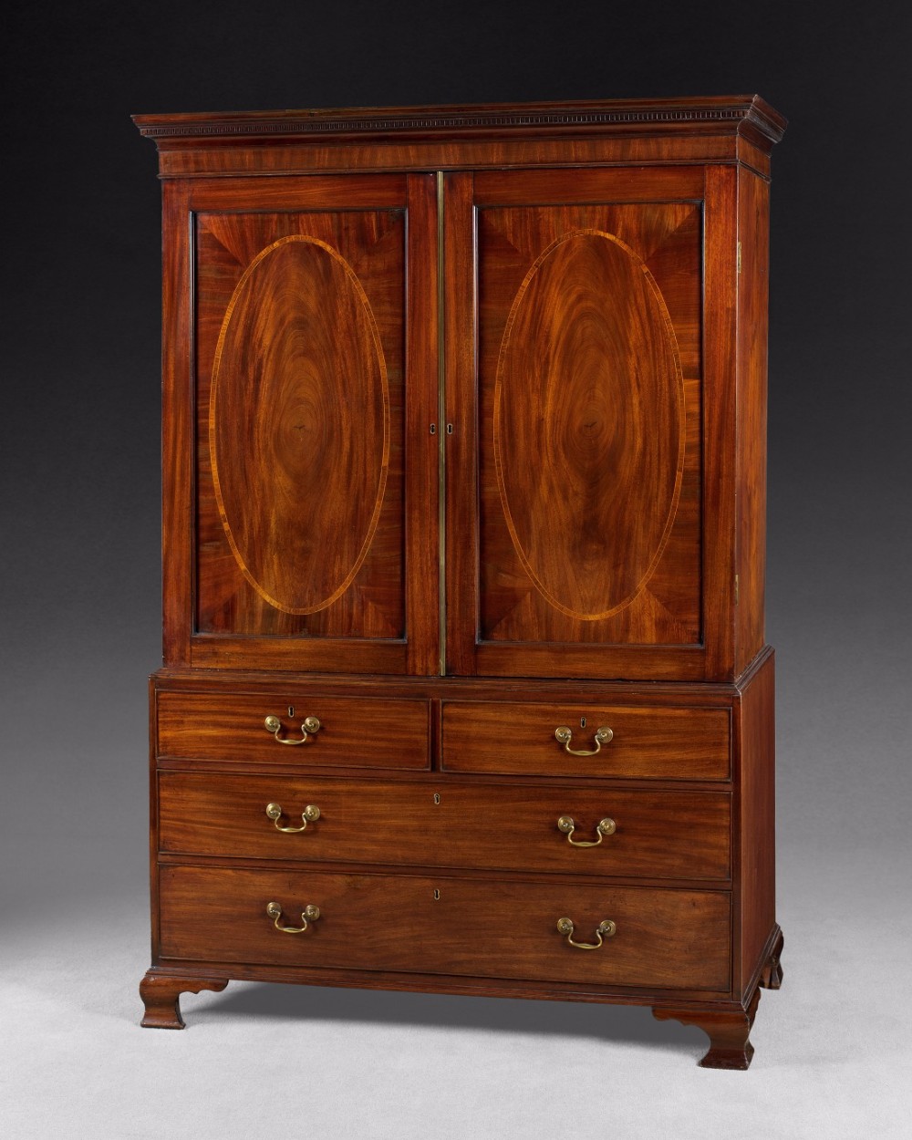 George III Period Mahogany and Inlaid Gentleman’s Press