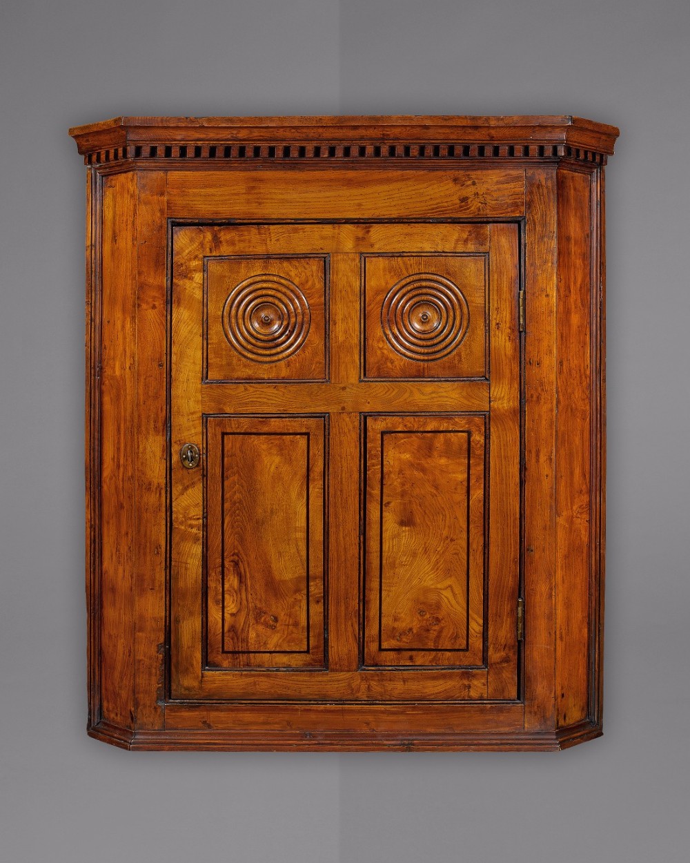 George III Period Ash hanging corner cupboard