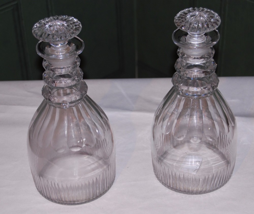 Pair of Geo III Glass Decanters with Stoppers