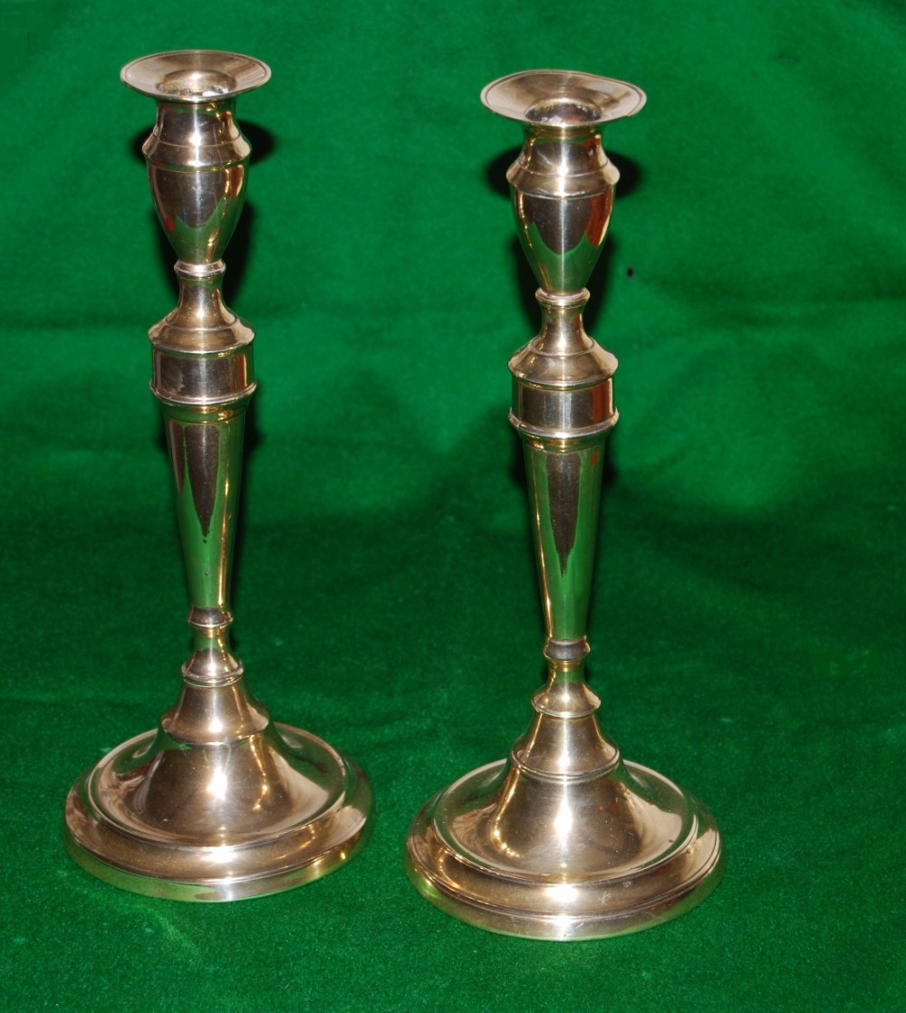 Pair of George III Period Brass Candlesticks